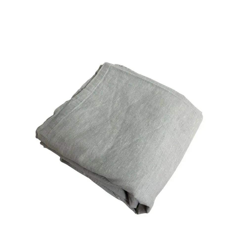 West Elm Hemp Cotton Blend Flat Sheet King Light Gray Chambray 108x102